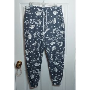 Tom & Jerry Grey Graphic All Over Print Jogger Sweatpants Loungewear Size L